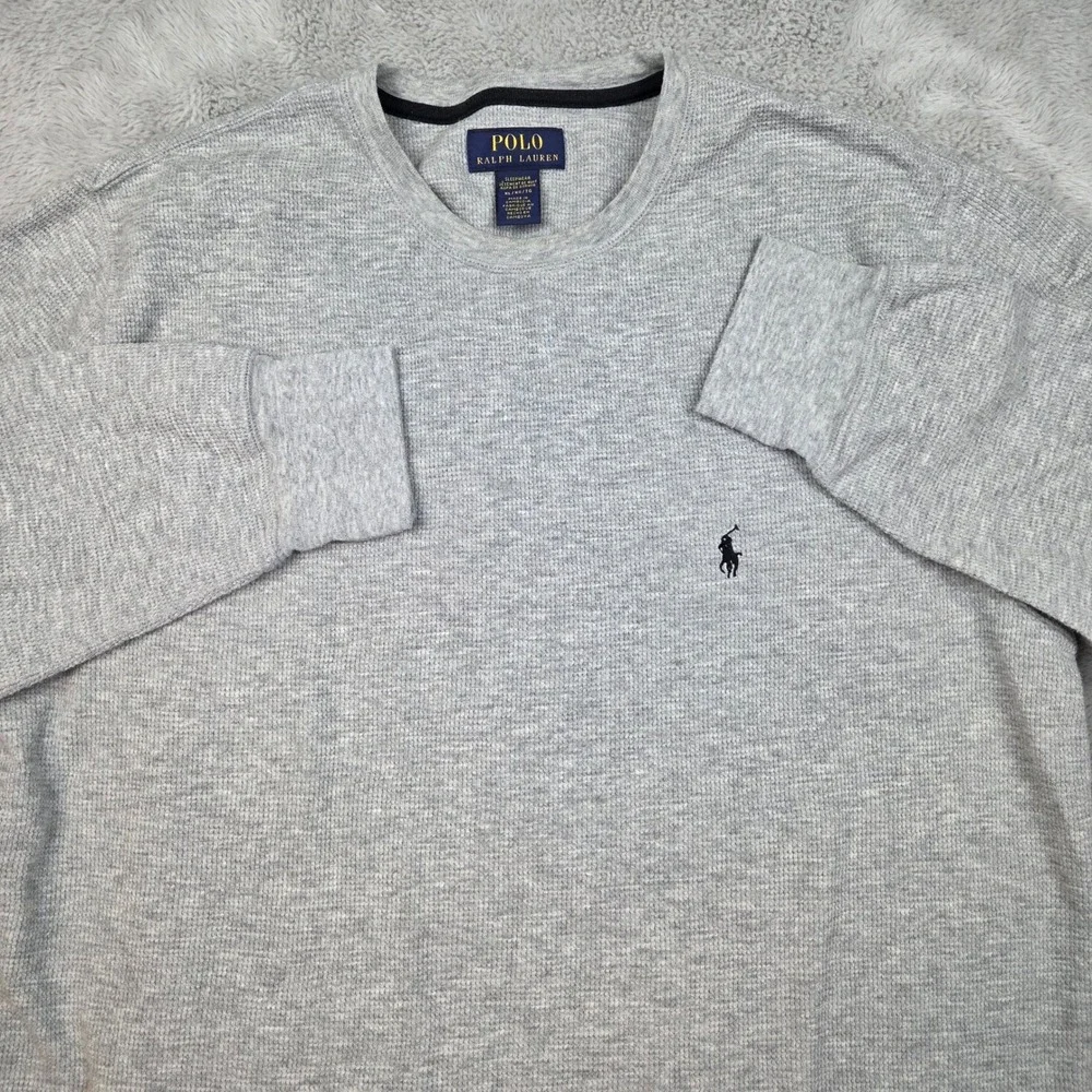 Polo Ralph Lauren Sleepwear Mens XL Waffle Thermal Long Sleeve Crew Neck Gray